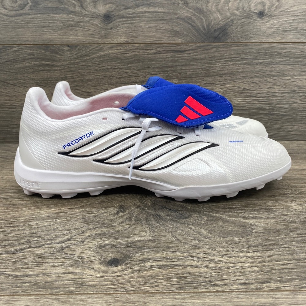 Adidas Predator League FT Soccer Shoes Mens 9.5 White Blue JS4853 Turf Cleats